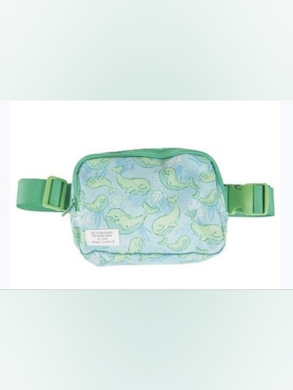 Simply Southern Whale-Print Belt Bag in Mint and Light Blue